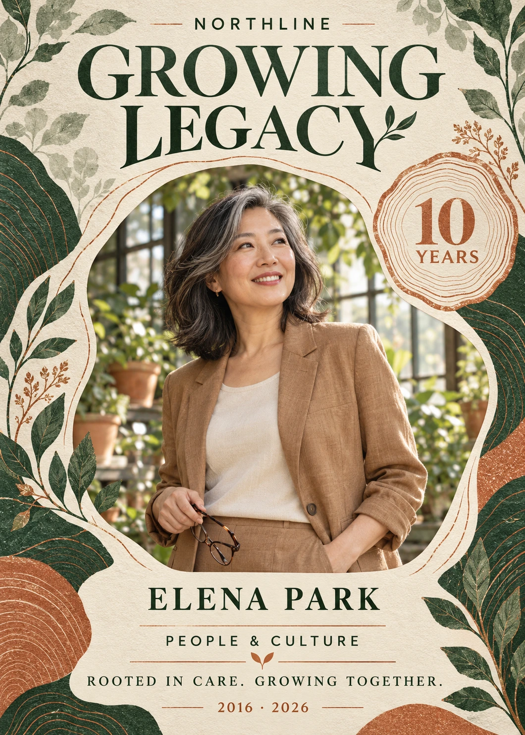 Growing Legacy, front example for service milestone