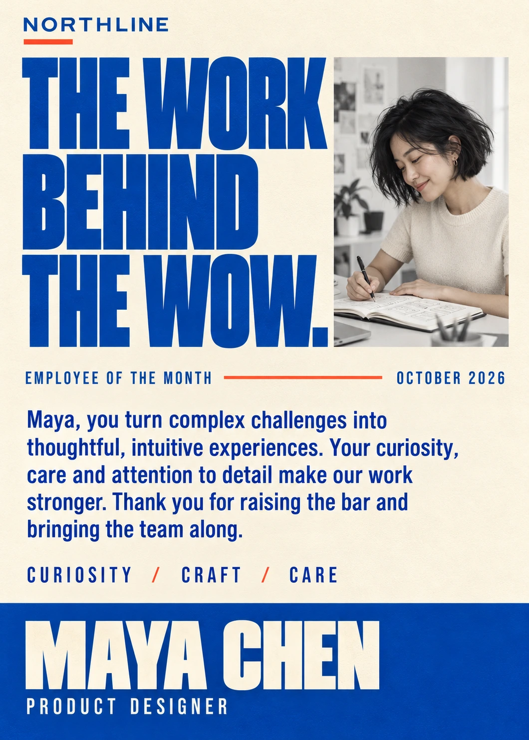 Maya Chen employee appreciation, back